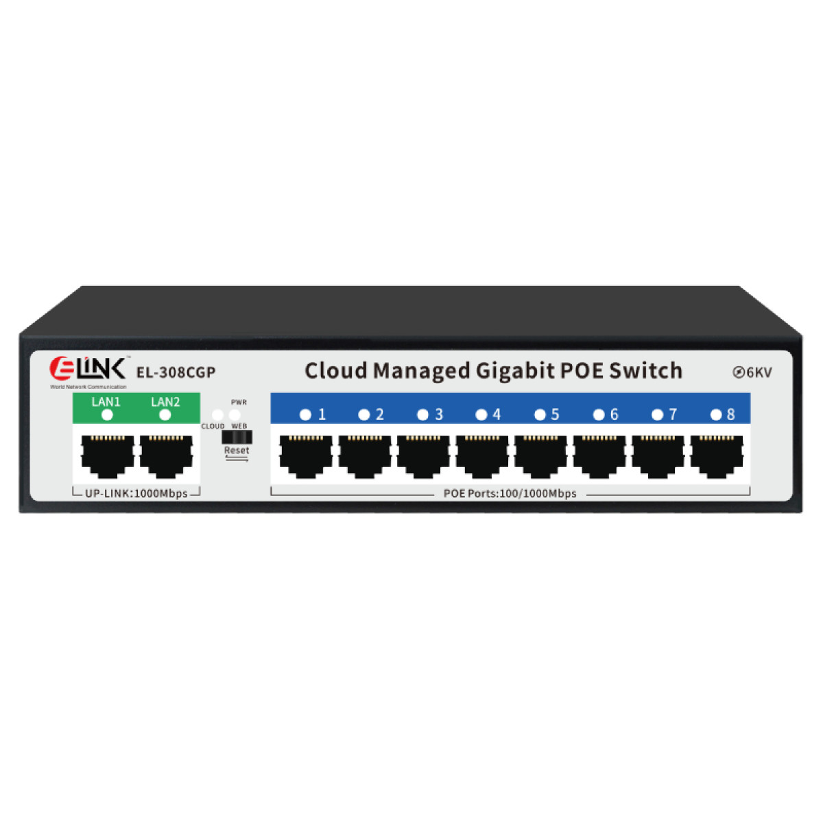 E-LINK EL-308CGP 8PoE+2Uplink Cloud Managed PoE Switch