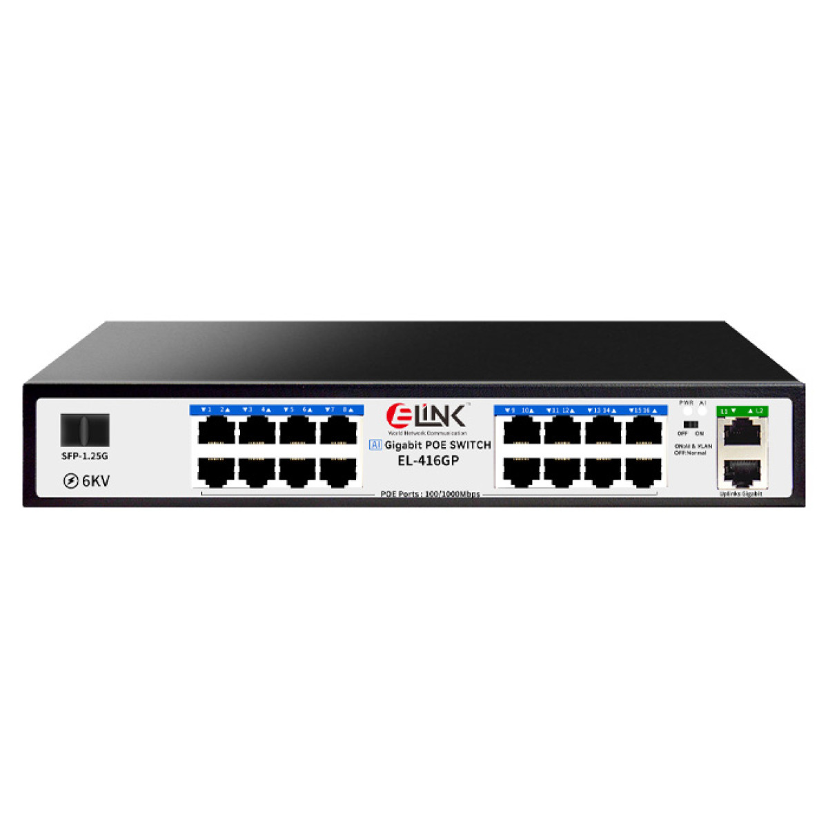  E-Link  EL-416GP Gigabit 16-Port PoE+2Uplink+1SFP PoE Switch