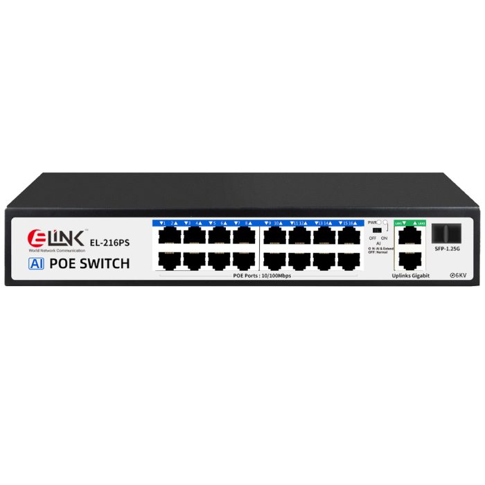 E-LINK EL-216PS 16POE+2FE+1SFP PoE Network Switch